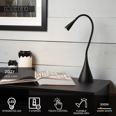 Lucide ZOZY - Desk lamp- LED 3 StepDim - 1x4W 3000K - Black